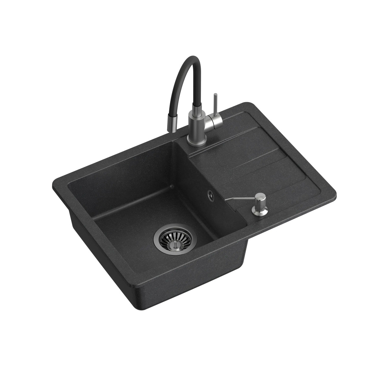 Мийка Quadron ZCM7744CZ3623500BL Pronto Smart Чорний + гнучкий кран Чорний