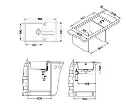 Кухонна мийка Alveus Rock 130 Onyx + батарея 4203005PRIM Onyx, фото 4