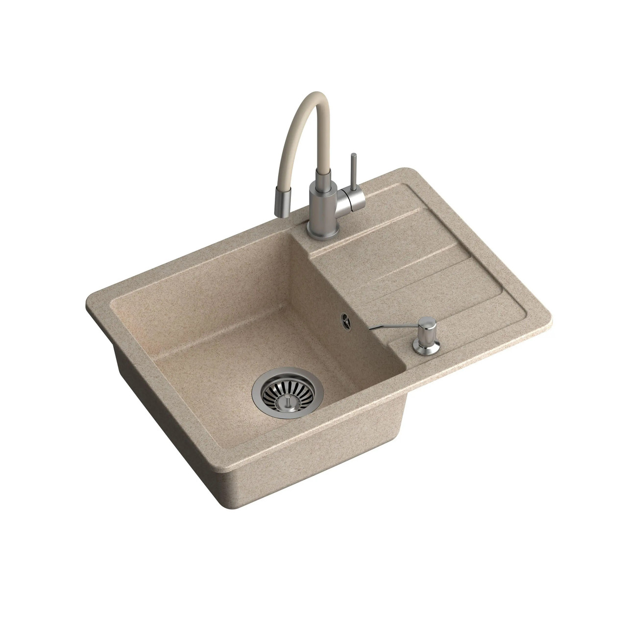 Кухонна мийка Quadron ZCM7744CZ3623500BL Pronto Smart Бежева + еластичний змішувач Бежевий