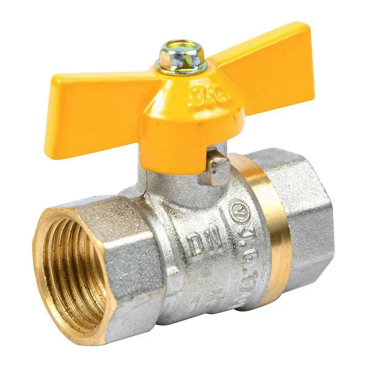 Кран кульовий Valve J.G. 1/2'' внутрішнє внутрішнє різьблення жовтий метелик латунь 59