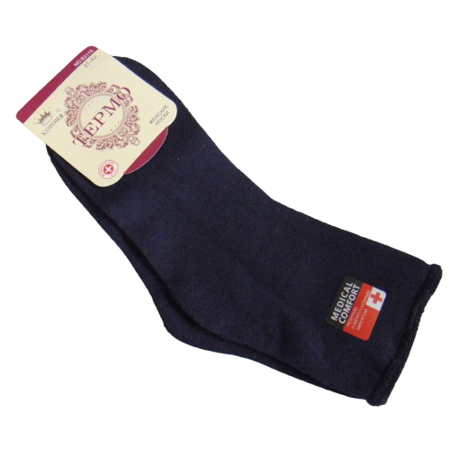 Шкарпетки термо без гумки з махрою всередині Корона 37-42 сині 2115, фото 1