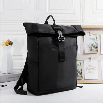 Рюкзак чорний спортивний шкільний міський 43*30 см з клапаном та кишенею Ares