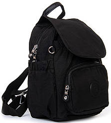 Рюкзак жіночий чорний тканинний текстильний маленький міський одне відділення та кишені прогулянковий вишуканий Jielshi 9381