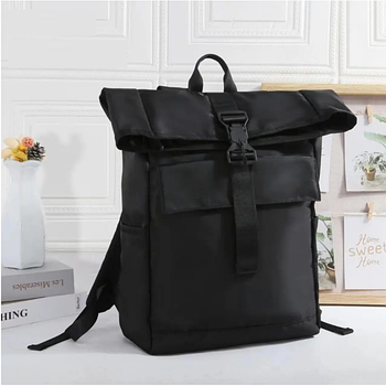 Рюкзак чорний спортивний шкільний міський 43*30 см з клапаном та кишенею Ares