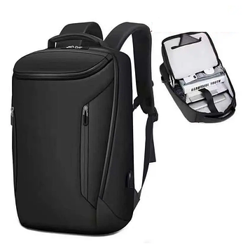 Рюкзак чорний спортивний шкільний міський 43*30 см на блискавці з кишенею Ares