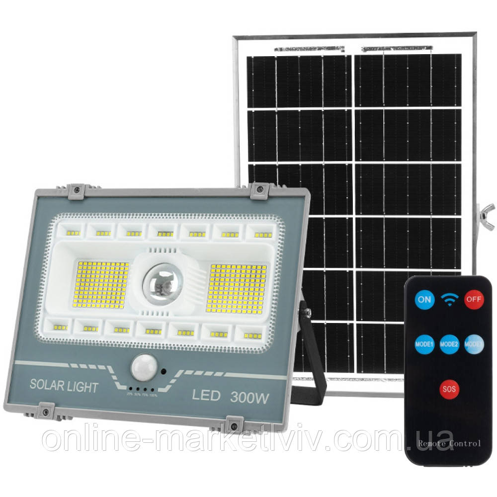 Вуличний ліхтар на сонячній батареї 300W + пульт, (RGB+LED) XG-T39 / Настінний прожектор з датчиком руху