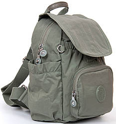 Рюкзак жіночий маленький тканинний зелений на один відділ з кишенями на блискавках Jielshi 9381 розмір 25х28х15 см