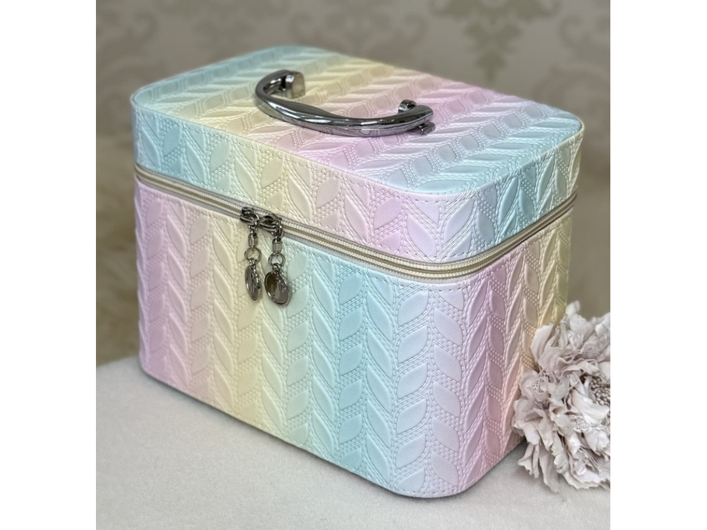 🧡Набір яскравих голографічних кейсів на блискавці для косметики і прикрас 3в1, фото 1