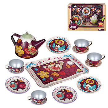 Сервіз чайний іграшковий (чайник, таця, 4 чашечки, 4 тарілочки) H33A