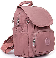 Рюкзак жіночий маленький тканинний рожевий на один відділ з кишенями на блискавках Jielshi 9381 розмір 25х28х15 см
