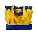 Эко-сумка из хлопка для покупок "UltraBag" (50х38х14 см.) 240 г/кв.м желтая с синим, фото 6