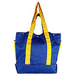 Эко-сумка из хлопка для покупок "UltraBag" (50х38х14 см.) 240 г/кв.м желтая с синим, фото 3