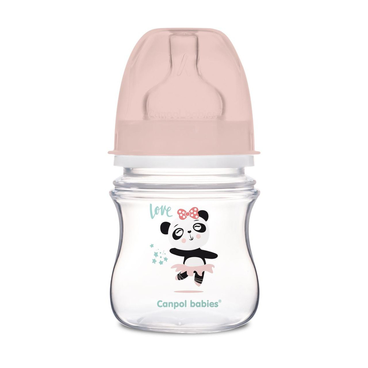 Пляшка з широким отвором антиколікова Easystart - Toys 120 мл рожева лялька Canpol 35/220_pin, фото 1