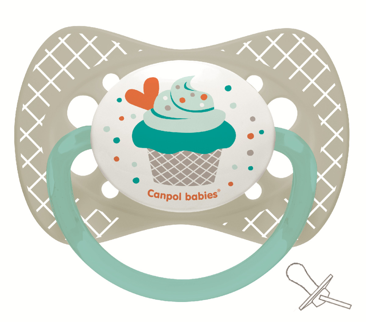 Пустушка силіконова симетрична 18+ м-ців Cupcake - сіра Canpol babies 23/284_grey, фото 1