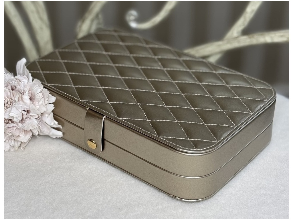 ❤️Компактна стильна скринька органайзер для прикрас із екошкіри Ромбик, фото 1