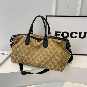 Сумка коричнева спортивна дорожня на блискавці з довгим ремінцем Ares