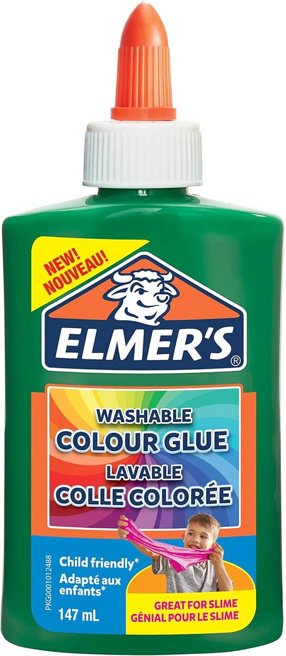 Клей Elmer's Colour PVA Glue 147 мл ідеальний для створення слаймів Елмерс Зелений (01058), фото 1