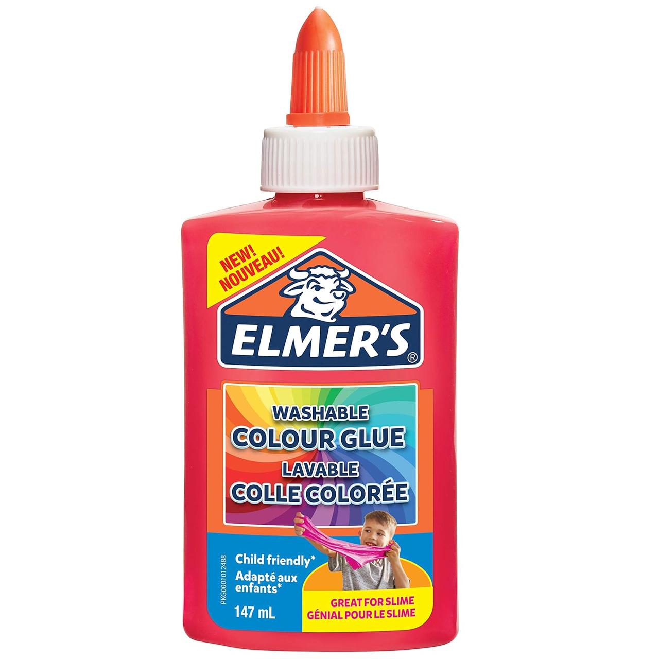 Клей Elmer's Colour PVA Glue 147 мл ідеальний для створення слаймів Елмерс Рожевий (01059)