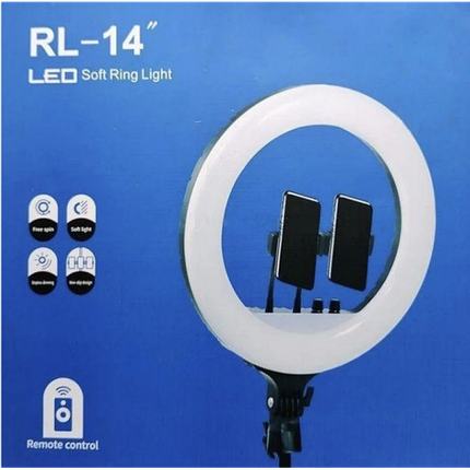 Кільцева LED-лампа 36 см RL-14 з 2 кріпленнями для телефона БЕЗ ШТАТІВА, фото 1