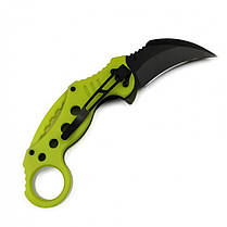 Складаний кишеньковий ніж тактичний ніж Karambit 18 см Зелено-жовтий, фото 3