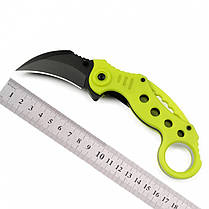 Складаний кишеньковий ніж тактичний ніж Karambit 18 см Зелено-жовтий, фото 5