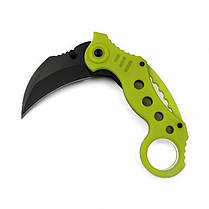 Складаний кишеньковий ніж тактичний ніж Karambit 18 см Зелено-жовтий, фото 6