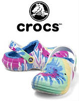 Утеплені крокси Crocs classic tie dye unisex теплі зимові оригінал
