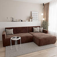 Чохол на диван кутовий натяжний темно-коричневий