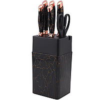 Набір із 5 кухонних ножів із неіржавкої сталі з ножицями та підставкою Evdrtverh Набір ножів для кухні