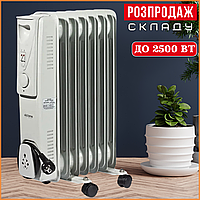 Масляний Обігрівач 1,5 кВт 7 Секцій до 15 кв.м Масляний Радіатор Volteno VO0272 1500 Вт з Термостатом на Колесах Білий