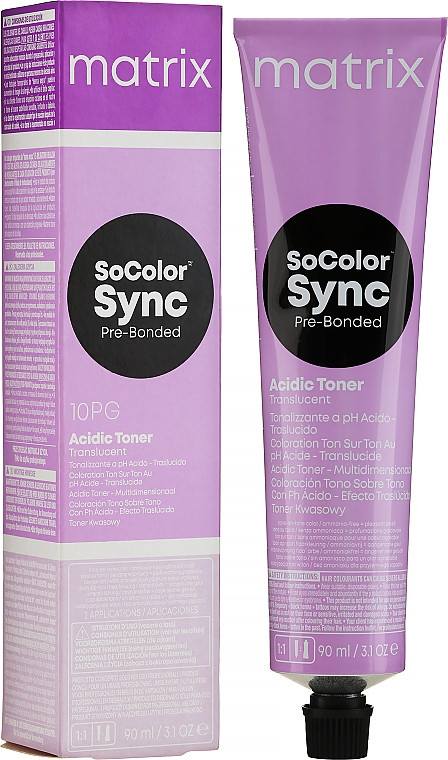 Тонер гелевий для волосся на кислій основі Matrix SoColor Sync Pre-Bonded Acidic Toner Translucent 10PR, 90 мл, фото 1