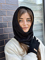 Капор жіночий на кнопках с флісом чорний