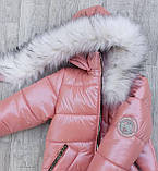 Тепла зимова куртка пальто на дівчаток 6-12 років Довгий пуховик з флісовою підкладкою модна парка зима 122, фото 4