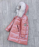 Тепла зимова куртка пальто на дівчаток 6-12 років Довгий пуховик з флісовою підкладкою модна парка зима 122, фото 6
