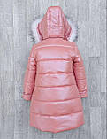 Тепла зимова куртка пальто на дівчаток 6-12 років Довгий пуховик з флісовою підкладкою модна парка зима 122, фото 7