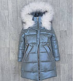 Тепла зимова куртка пальто на дівчаток 6-12 років Довгий пуховик з флісовою підкладкою модна парка зима 122, фото 9