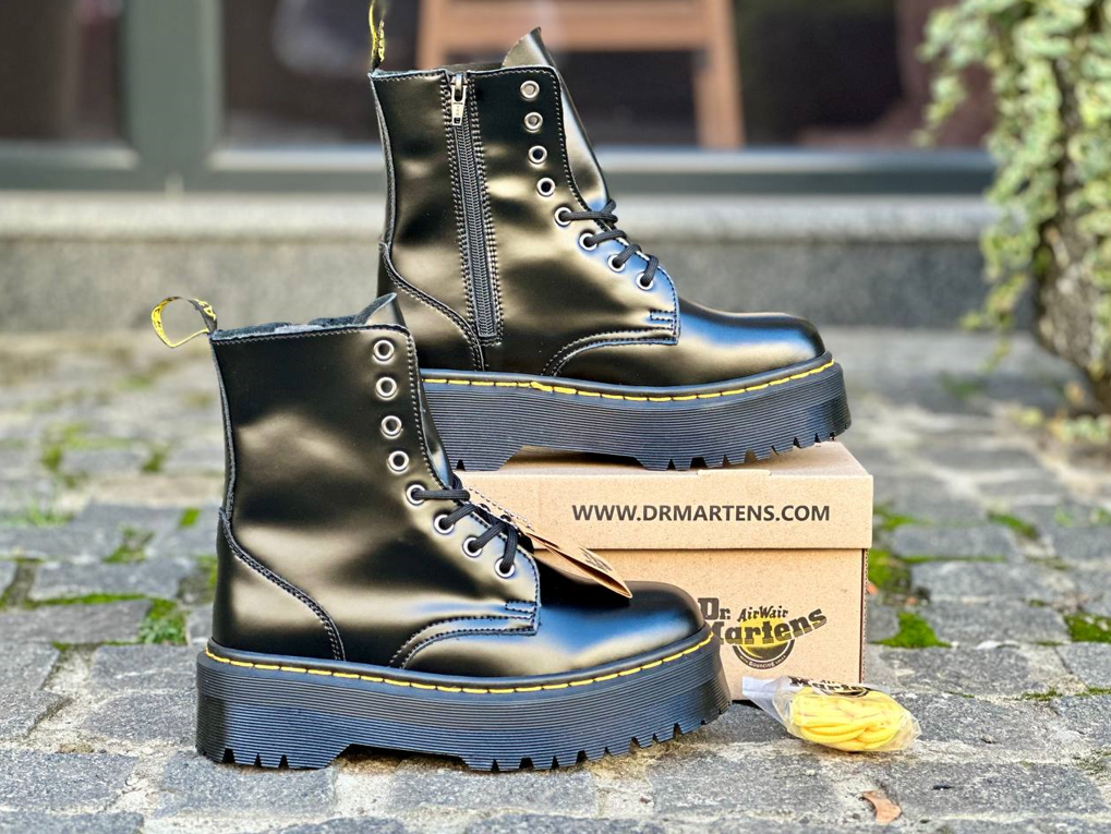 Черевики жіночі Dr. Martens Jadon Black на замку Доктор Мартінс Жадон чорні натуральна шкіра демісезонні весна осінь
