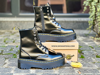 Черевики жіночі Dr. Martens Jadon Black на замку Доктор Мартінс Жадон чорні натуральна шкіра демісезонні весна осінь