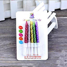 Свічки в торт "Спіраль" 7 см (10 шт.) металік АСОРТІ