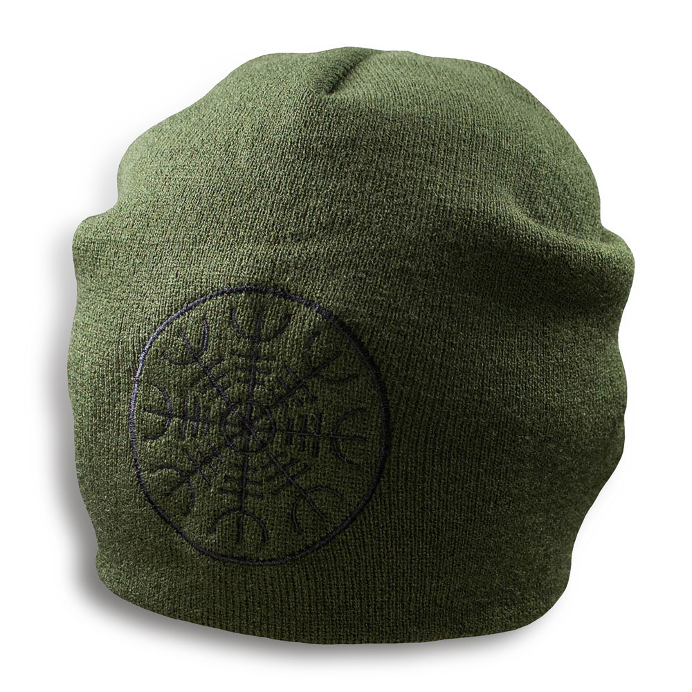 Шапка біні з вишивкою ШОЛОМ ЖАХУ AEGISHJALMR Оливковий
