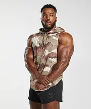 Спортивне худі без рукавів Gymshark Legacy Drop Arm Hoodie Slim Fit Cement Brown М, фото 2