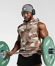 Спортивне худі без рукавів Gymshark Legacy Drop Arm Hoodie Slim Fit Cement Brown М, фото 5