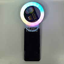 Кільцева LED селфі-лампа прищіпка з дзеркалом для телефону та планшета RPG 11см Selfie Ring Light -A4S-Blue., фото 6