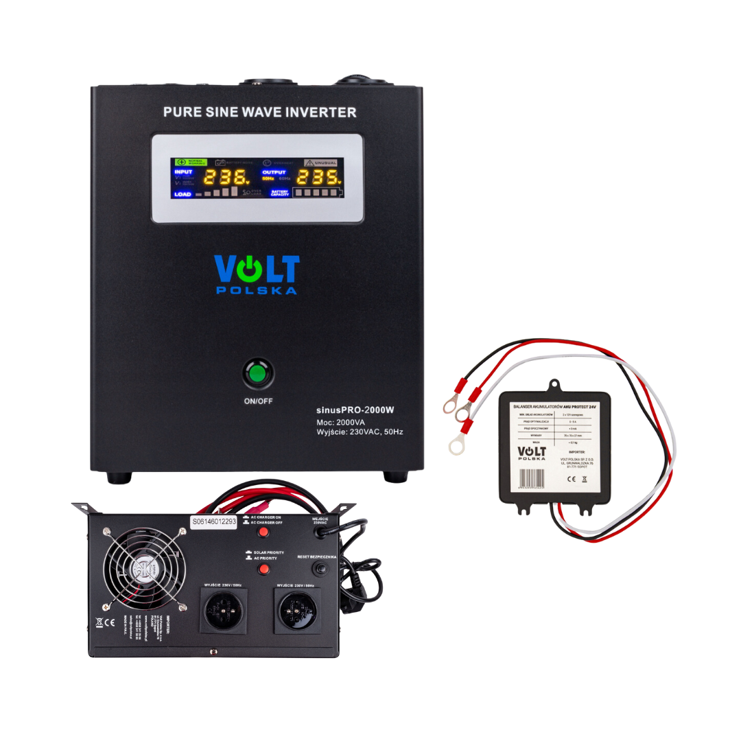 Набір Гібридний ДБЖ/інвертор Volt Polska SINUS PRO 2000W 24/230V 1400/2000W + Балансир 24V