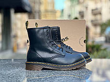 Чоловічі осінні черевики Dr. Martens Black Smooth 1460 Чоботи демі Д. Мартінс унісекс чорні шкіра натуральна, фото 4