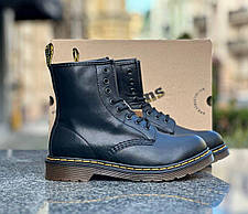 Чоловічі осінні черевики Dr. Martens Black Smooth 1460 Чоботи демі Д. Мартінс унісекс чорні шкіра натуральна, фото 3