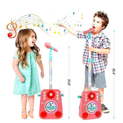 Переносний іграшковий Караоке центр дівчинці Дитячий мікрофон на стійці Підсвічування Запис голосу MP3 підключення