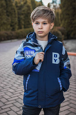 Куртка-жилетка трансформер демісизонна для хлопчика 7-11 років WKAS арт.839, Колір Темно-синій, Розмір одягу