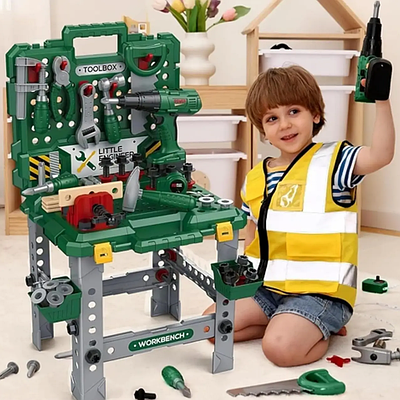 Великий іграшковий набір юного будівельника 98 елементів валіза дриль та інструменти для дитячих розвиваючих ігор