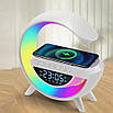 Rgb нічник із функцією бездротового заряджання 15 W Light Sound Machine BT-3401 смарт-лампа з bluetooth колонкою, фото 6